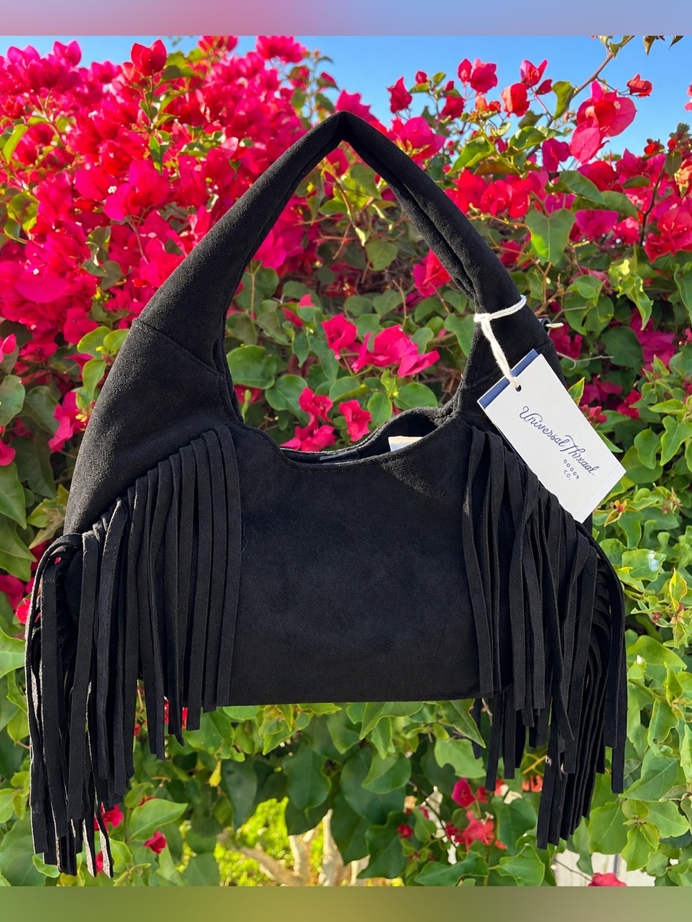Universal Thread Black Suede Fringe Shoulder Bag